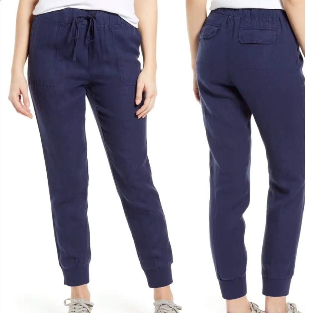 Caslon Navy Blue Linen Joggers, Women’s Size XS